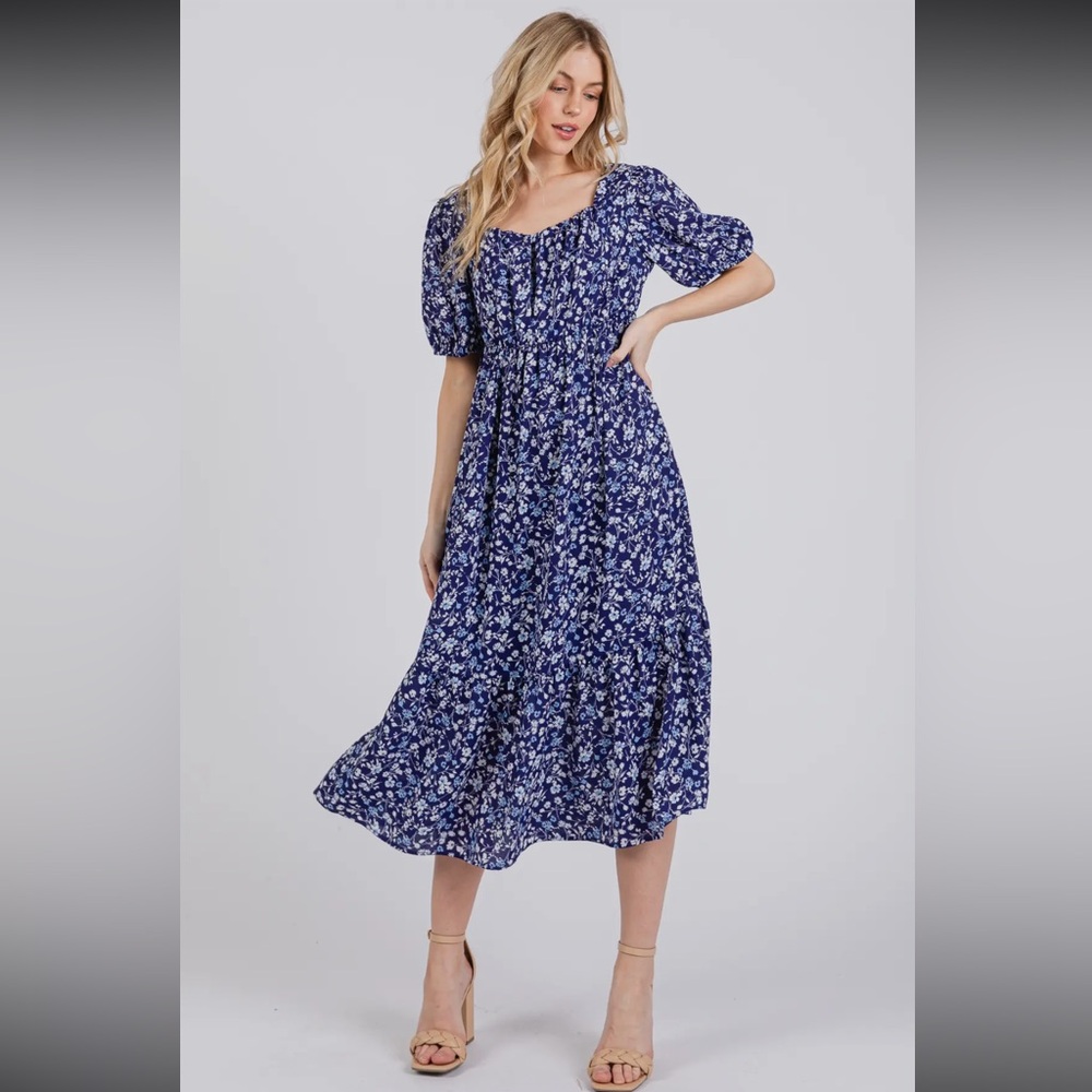Boho Floral Midi Dress